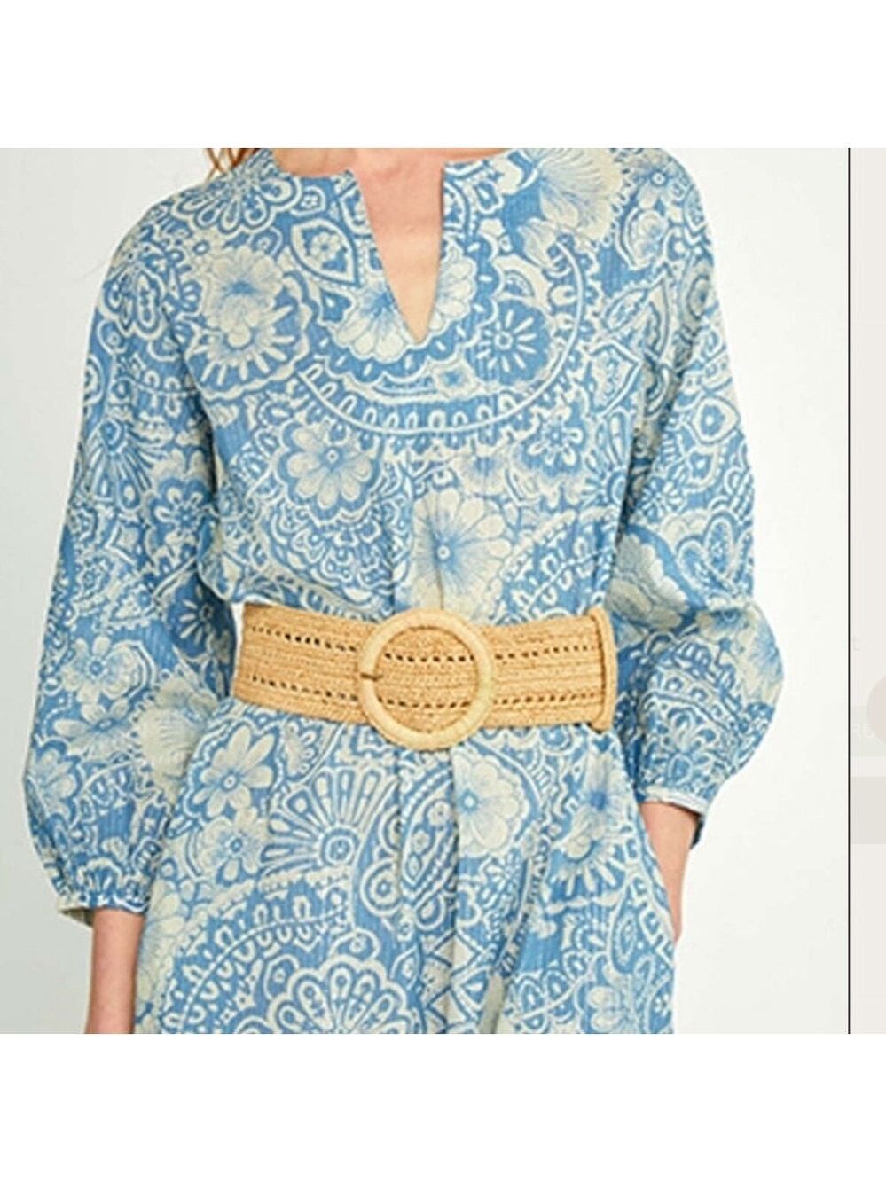 VANESSA BRUNO hand woven natural raffia belt classic rectangle buckle beige OS - Picture 14 of 14